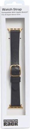 Nordstrom Rack Leather Apple Watch Watchband in Black- Gold at Nordstrom Rack