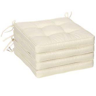 OUTSUNNY 42 x 42cm Replacement Garden Seat Cushion Pad with Ties - Cream | TJ Hughes