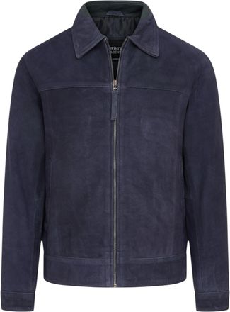 Infinity Leather Mens Navy Goat Suede Harrington Biker Jacket - Berlin - Size X-Small