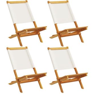 vidaXL Vidaxl - Sillas Jard&iacute;n Plegables 4 Uds Tela Madera Maciza Y Tela Crema