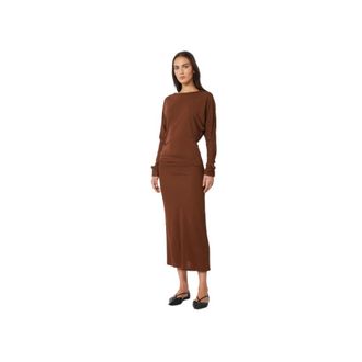 Max Mara Mstsalvo Gedrapeerde Midi Jurk - Dames - Casual kleedjes - Bruin - S - Kleedjes