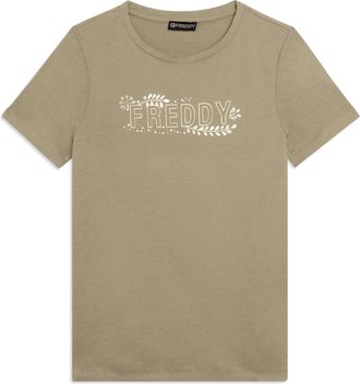 Freddy T-shirt Manica Corta con Decori Floreali e Borchie