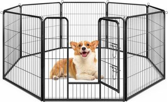Costway Costway - Parque Para Perros Con 8 Paneles, Parque De Metal Plegable Con Puerta Para Perros, Conejos, Gatos Y Otras Mascotas, Valla Para Perros Para I