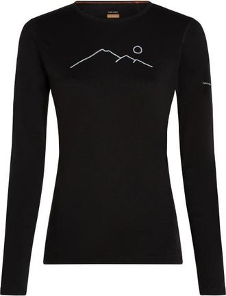 Icebreaker Merino 200 Oasis L/S Crewe Rainer Ridge Merinounterwäsche für Damen | schwarz