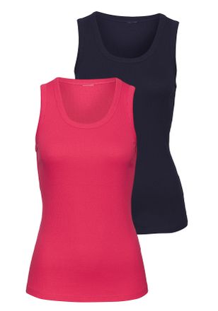 Vivance Tanktop VIVANCE aus weichem Rippen-Jersey, Damen, Gr. 32/34, pink (pink, navy), Rippware, Obermaterial: 95% Baumwolle, 5% Elasthan, unifarben, Basic, 