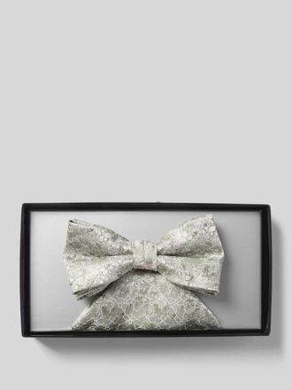 Wilvorst Fliege und Einstecktuch mit floralem Allover-Stitching in Mint, Gr&ouml;&szlig;e 1