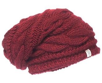 Nirvanna Designs Hand Knit Triple Braid Cable Slouch in Burgundy at Nordstrom, Size Medium/large