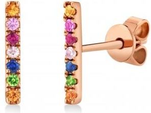 Allurez Multi-Color Gemstone Bar Stud Earrings in 14k Rose Gold (0.17ct)