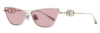 Valentino Womens V-Logo Sign Sunglasses VLS-135 C Silver 61mm