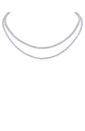 Kenneth Jay Lane Round Cut Cubic Zirconia Double Strand Necklace in Rhodium Plated Brass at Nordstrom