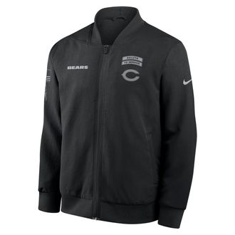 Nike Chicago Bears Salute to Service Sideline Nike Mens NFL Full-Zip Bomber Jacket in Black | 03AU0ILNA26-ENK
