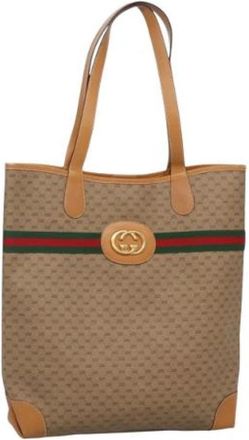 Gucci Pre-owned Leather gucci-bags - Dames - Vintage Shopper - Beige - ONE Size - Leer - Vintage