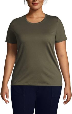 Lands End Supima Cotton Crew Neck T-Shirt in Forest Moss at Nordstrom, Size 1X