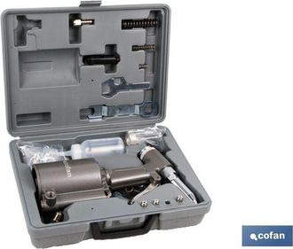 cofan Kit Remachadora Neum&aacute;tica, Remachadora Neum&aacute;tica En Malet&iacute;n Con Mecanismo Interior Hidr&aacute;ulico Y Sistema Estanco De Larga Vida &Uacute;til. Para Remaches De 2