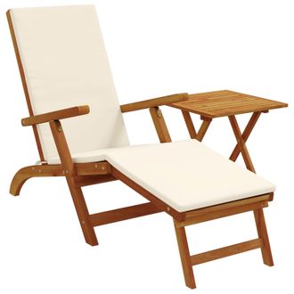 vidaXL Recliner Y Tumbona Plegable 2 Pcs Crema Madera De Acacia S&oacute;lida Vidaxl