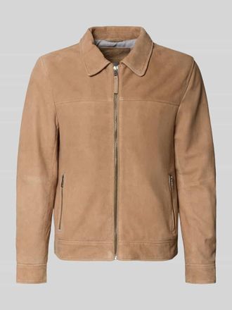 Mauritius Lederjacke aus Schafsnubuk mit Rei&szlig;verschluss Modell TRIVEN in Beige, Gr&ouml;&szlig;e XXXL