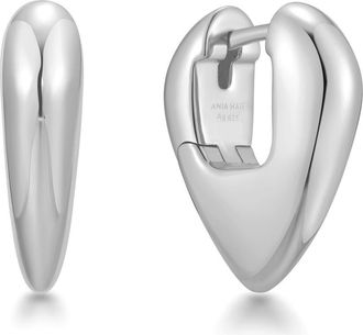 Ania Haie Puffy Shield Huggie Hoop Earrings in Silver at Nordstrom