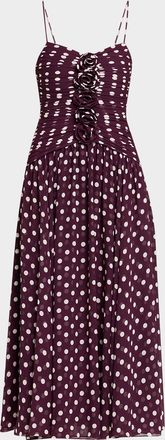 Cinq &agrave; Sept Camille Polka Dot Ruffled Midi Dress