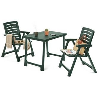 Dmora Set Salotto da Esterno Lithia, Salottino Outdoor 2 Posti, un Tavolino Made in Italy, set da Campeggio Bistrot, Verde Antracite