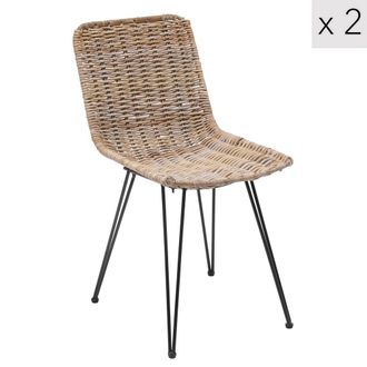 Nordlys Set 2 sillas en acero y fibras marr&oacute;n