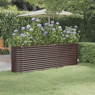 vidaXL Jardinera Arriate Acero Galvanizado Marr&oacute;n 224x40x68 Cm Vidaxl