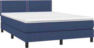 vidaXL Cama Box Spring Con Colch&oacute;n Tela Azul 140x200 Cm Vidaxl