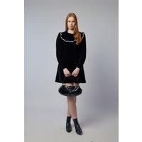 Ganni Stretch Velvet Jersey Collar Mini Dress