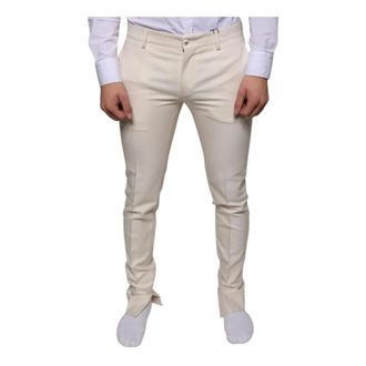 Dolce & Gabbana Slim-fit Trousers, male, White, Size: M Skinny Chino Pants with Logo Details