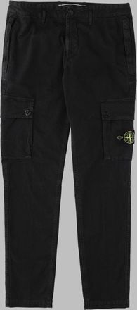Stone Island Black Cargo Multi-Pocket Cotton-Blend Straight-Leg Pants