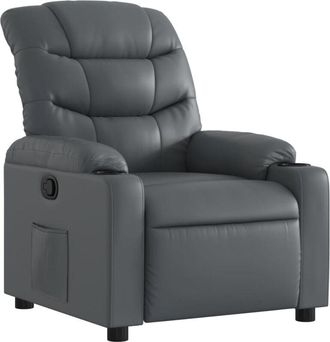 vidaXL Sill&oacute;n Reclinable De Cuero Sint&eacute;tico Gris Vidaxl