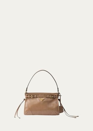 Prada Bonnie Glossy Leather Top-Handle Bag