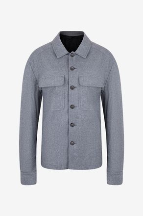 Moncler Hemdjacke aus Kaschmirmix mit Leder-Logopatch