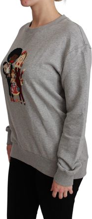 Dolce & Gabbana Womens dgfamily Embroidered Cotton Sweatshirt Gray Sweatshirts