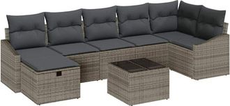 vidaXL Conjunto De Sof&aacute; De Jard&iacute;n 8 Pcs Gris 55 X 62 X 69 Cm Polirat&aacute;n Vidaxl