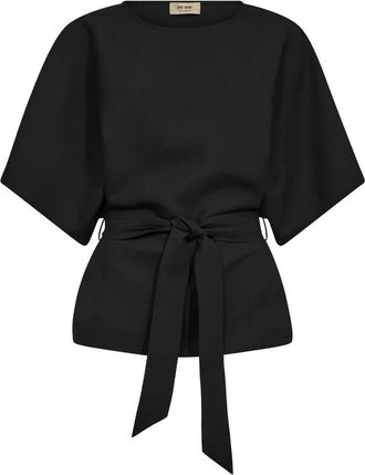 Mos Mosh Elegante Zwarte Blouse met Korte Mouwen - Dames - Blouses - Zwart - S - Polyester - Overhemden