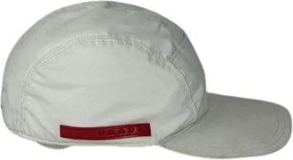 Prada Pre-owned Polyester Hoed - unisex - Vintage Accessoires - Wit - ONE Size - Polyester - Vintage