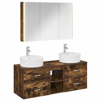 vidaXL Juego De Muebles De Ba&ntilde;o 4 Pcs Roble Ahumado Vidaxl