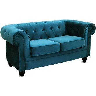 Milani Home Divano Vintage di Design - CHESTERFIELD - Colore: Blu - Dimensioni: 2 Posti
