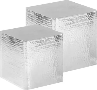vidaXL Mesas De Centro 2 Unidades Aluminio Plateado Vidaxl