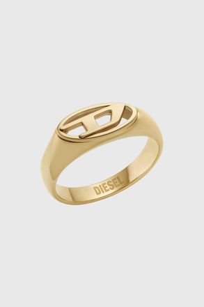 Diesel Gold-Tone Stainless Steel Signet Ring - Rings - Unisex - Gold