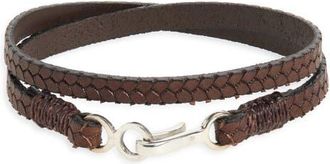 Caputo & Co. Mens Embossed Double Wrap Leather Bracelet in Chocolate at Nordstrom