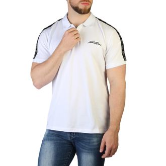 Lamborghini Mens Polo Shirt Short Sleeve Tape Detail - White Cotton - Size Small