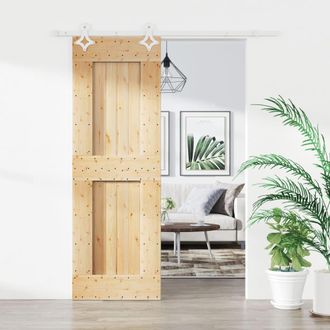 vidaXL Vidaxl - Puerta Corredera Con Herrajes Madera Maciza De Pino 70x210 Cm