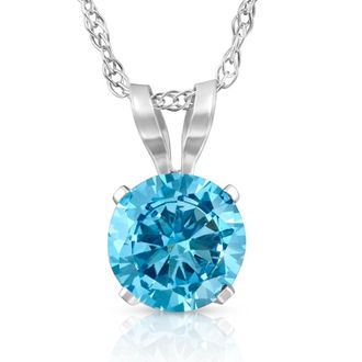 Pompeii3 1/2Ct Lab Grown Blue Diamond Solitaire Pendant Necklace14k White or Yellow Gold