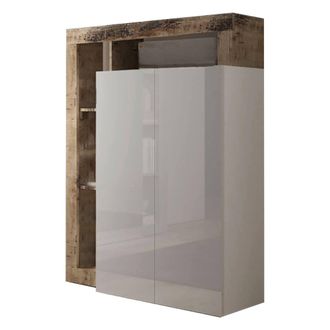 Dmora Armario Multiusos 2 Puertas Cipresso, Muebles Multifuncionales, Zapatero, Armario Para Zapatos, Made In Italy, 78x35 H116 Cm, Blanco Brillante Y Roble
