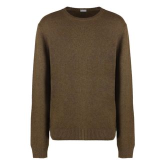 Malo Cashmere Knitwear, male, Brown, Size: 2XL Cashmere Crew-Neck Sweater, Ribbed Knit