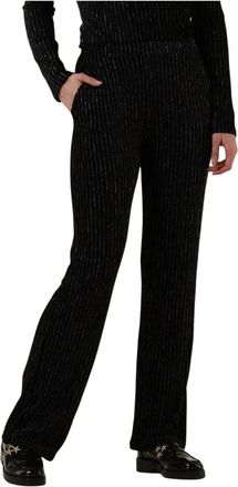 Another Label Broeken, Dames, Zwart, S, Polyester, Velvet Flared Broek