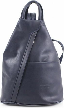 Generic Women Soft Leather Italian Vera Pelle Rucksacks Ladies Backpacks Gym School Shoulder Bags VPR244 (Navy)