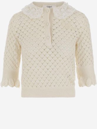 Chlo&eacute; White Wool And Silk Blend Sweater