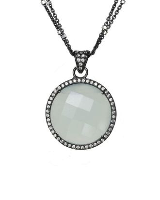 Rachel Reinhardt Jewelry Silver Chalcedony Cz Necklace